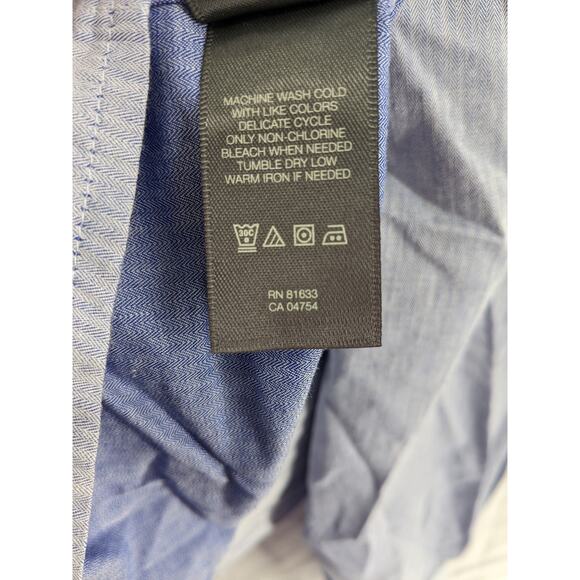 Kenneth Cole Dress Shirt XXL Blue Button Up Super Slim Collared Striped Workwear - Picture 7 of 11